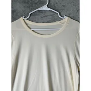 Varley Large Ivory Cream Long Sleeve Performance Top High Low Hem Athleisure thumbnail 2