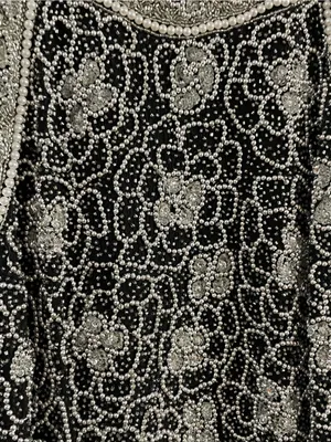 Adrianna Papell Vintage 100% Silk Beaded High Neck Maxi Dress Size 14 thumbnail 4