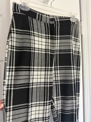 Free People Carnaby Plaid Pants Black White High Rise Skinny Size 8 thumbnail 3