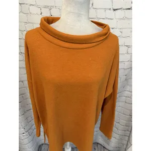Anthropologie Cowl Neck Oversized Women's Orange Sweater Size Medium thumbnail 3