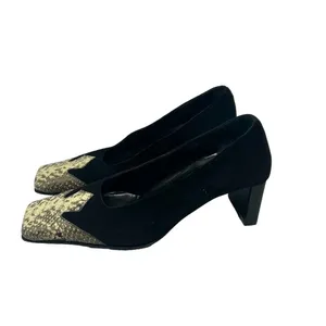 RODO Black Square Snakeskin Toe Western Style Heels‎ Size 35 / US 5 thumbnail 4