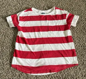 Old Navy Women's Red White Stripped Short Sleeve Front Pockets Tee‎ Size XS thumbnail 1