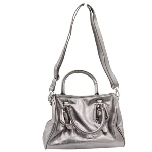 Unbranded Satchel Women Medium Pewter Metallic Crossbody Buckle Silver Excellent thumbnail 2