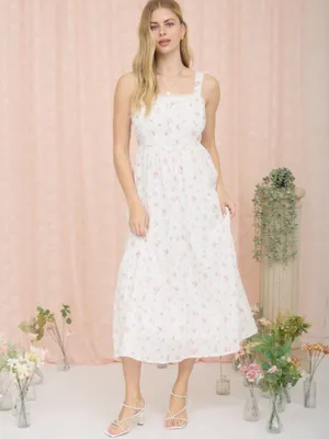 Floral Stripe Clip Dot Sleeveless Maxi Dress Medium thumbnail 5