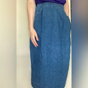 Vintage 1980s Levi's Deadstock Blue Denim Midi Skirt Size 14 Fits 10 thumbnail 2