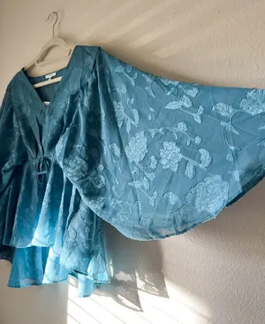 Maurice's NWT Turquoise Blue Whimsical Sheer Floral Blouse thumbnail 4