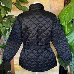 NEW 32 Degrees Women’s Diamond Quilt Belted Puffer Mock Neck Black Jacket Size L thumbnail 7