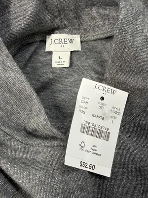 J. Crew NWT Heather Gray Silver Metallic Lurex Mock Neck Puff Long Sleeve Top thumbnail 6