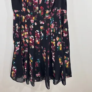 Adrianna Papell Black Floral Pleated Sleeveless Midi Dress Wedding Guest Size 14 thumbnail 4
