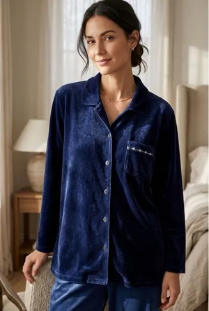 Victoria’s Secret Velvet Pajama Top Blue Small FINAL PRICE thumbnail 1