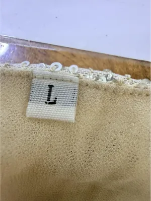 Women’s Champagne Gold Co Sequin Tiered Dress Size L Spaghetti Strap Cocktail thumbnail 3