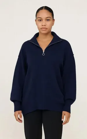 Lillusory navy quarter zip oversized sweater large thumbnail 1