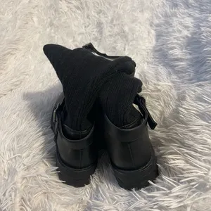 Kawaii Black Knitted socks belted Boots thumbnail 4