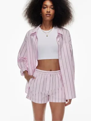 Wilfred Free Breeze 5” Bailey Lilac Pink Pinstripe Organic Pullon Shorts S thumbnail 4