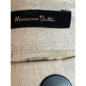 Massimo Dutti Cargo Pants Womens 6 Tan Linen Blend Wide Leg Trousers Utility thumbnail 3