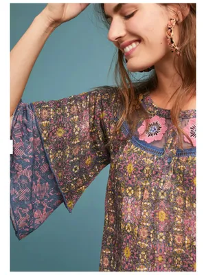 Anthropologie Postmark Embroidered Henley Top Women's M Boho Chic‎ thumbnail 7