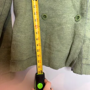Eileen Fisher Merino Wool Double-Breasted Peacoat Sweater Jacket Green Size S thumbnail 7