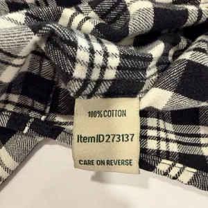 LL Bean Black/White Scotch Plaid Cotton Flannel Button Shirt Relaxed Fit MEDIUM thumbnail 10