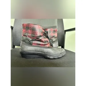Sperry Top-Sider Saltwater Duck Rain Boots Women's Size 9 Red Black Plaid thumbnail 5
