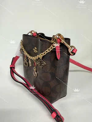 Coach C7269 Mini Town Bucket Bag In Signature Canvas Brown Strawberry Crossbody thumbnail 2