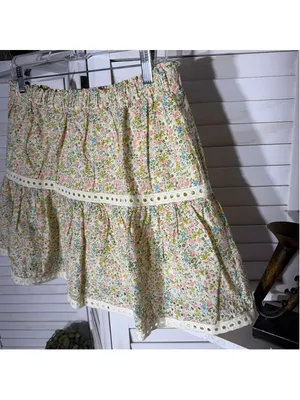 Vintage retro mini skirt floral eyelet lace fairy coastal cowgirl boho festival thumbnail 5