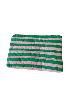 Baggu Puffy Laptop Sleeve Pouch Awning Stripe Pink Green 14” thumbnail 3