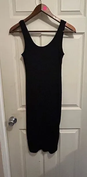 Ambiance - Classic Black Ribbed Tank Midi Dress - size medium thumbnail 1