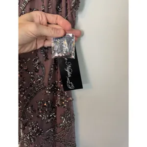 Pisarro Nights Embellished Mesh MIDI Gown Beaded Sz 10 Mauve NWT $268 thumbnail 11