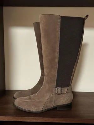 Born Womens Grey Suede Leather Strechy Slip On Riding Knee Boot sz 8 Equestrian thumbnail 1