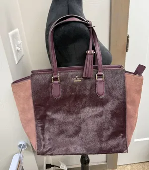 Kate Spade New York Laurel Way Hadlee Calf-Hair Suede Bag, Burgundy Purse thumbnail 1