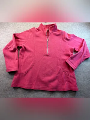 Tommy Bahama Aruba Half Zip Sweatshirt Women’s XL Very Berry Pink thumbnail 3