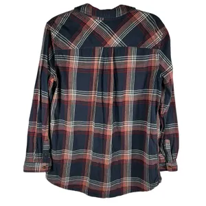 Carhartt Farwell Pullover Henley Flannel Shirt Large Navy Red Plaid Work Utility thumbnail 2