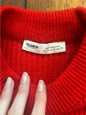 Pull & Bear Cherry Red Ribbed Knit Sweater thumbnail 2