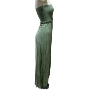 Forever 21 Women's Green Strapless Smocked Maxi Dress Size S Summer Casual thumbnail 7