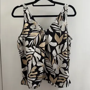 Old Navy Black and Cream Floral Top, Large thumbnail 2