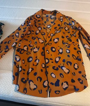 Orange and blue leopard print sport coat thumbnail 1
