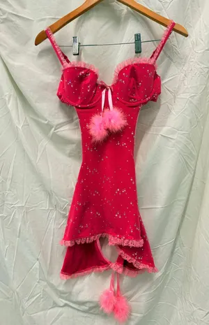Victoria's Secret Vintage Sexy Little Things Pink Sequin‎ Lingerie Apron Cutouts thumbnail 3