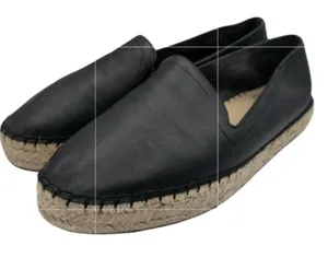GAP Womens Espadrilles Black Leather Shoes Size 10 - 11 Natural Neutral Preppy thumbnail 1