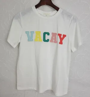 Bae Vely Womens Tops Size‎ Medium White Statement Crew Neck Short Sleeve Shirt thumbnail 1