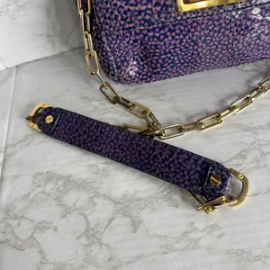 Tory Burch heidi pigskin leopard heart Chain crossbody Bag Purple Small thumbnail 3