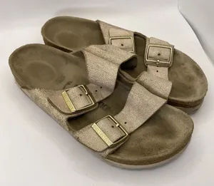 Birkenstock Arizona Womens Metallic Pink Sandals Slides Size 38N US L7 M5 Narrow thumbnail 1