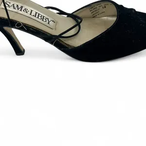 VINTAGE Sam & Libby 90's 1990's 6 Velvet Pump High Heel Kitten Womens Strappy thumbnail 4