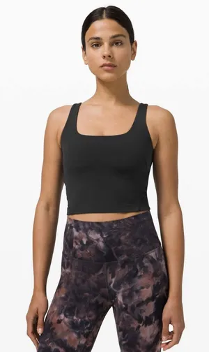 Lululemon Nulu Fold Tight Crop Yoga Tank Top Black thumbnail 1