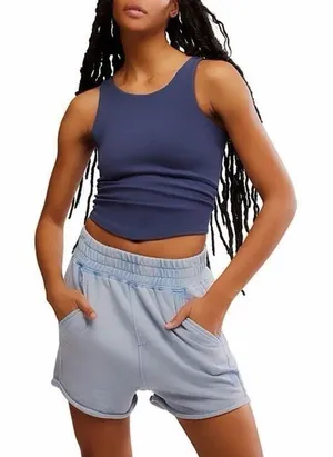 Free People Free Throw Unwind Cami Womens M/L Navy New Ribbed Cut-Out Back thumbnail 1