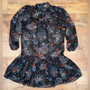 Veronica Beard Sheer Outer Layer Black and Red Floral Dress thumbnail 10