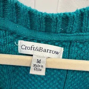 Y2K Croft & Barrow Women's Teal Green Cable Knit Button Front Cardigan Sweater M thumbnail 6