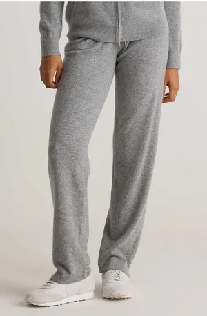 NWT Quince Mongolian Cashmere Straight Leg in Heather Grey Pull-on Knit Pants M thumbnail 1