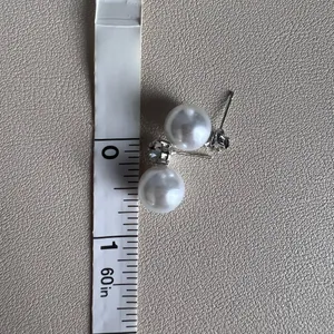 White Pearl Stud Earrings thumbnail 3