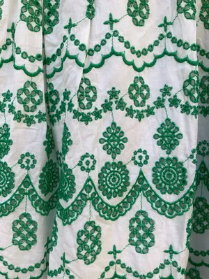 Adrianna Papell White Green Size 6 Cotton Eyelet Ruffle Midi Dress Party Picnic thumbnail 11