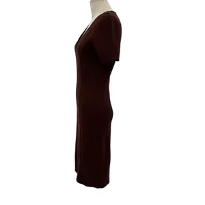 Ottod'Ame Cocoa Sheath Dress Pencil V-Neck Short Sleeve‎ Brown Size US 4 thumbnail 8